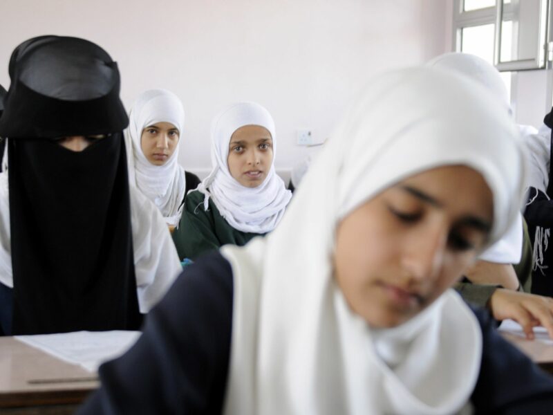 Photo of female students at a school in Sanaa, Yemen