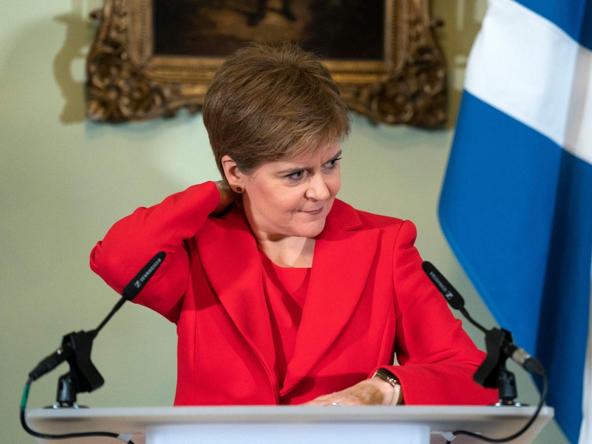 Photo of former First Minister of Scotland Nicola Sturgeon during her resignation speech
