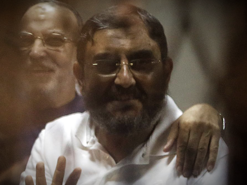 Photo of former senior adviser to Egyptian President Mohammed MorsiEssam El-Haddad appearing in court.