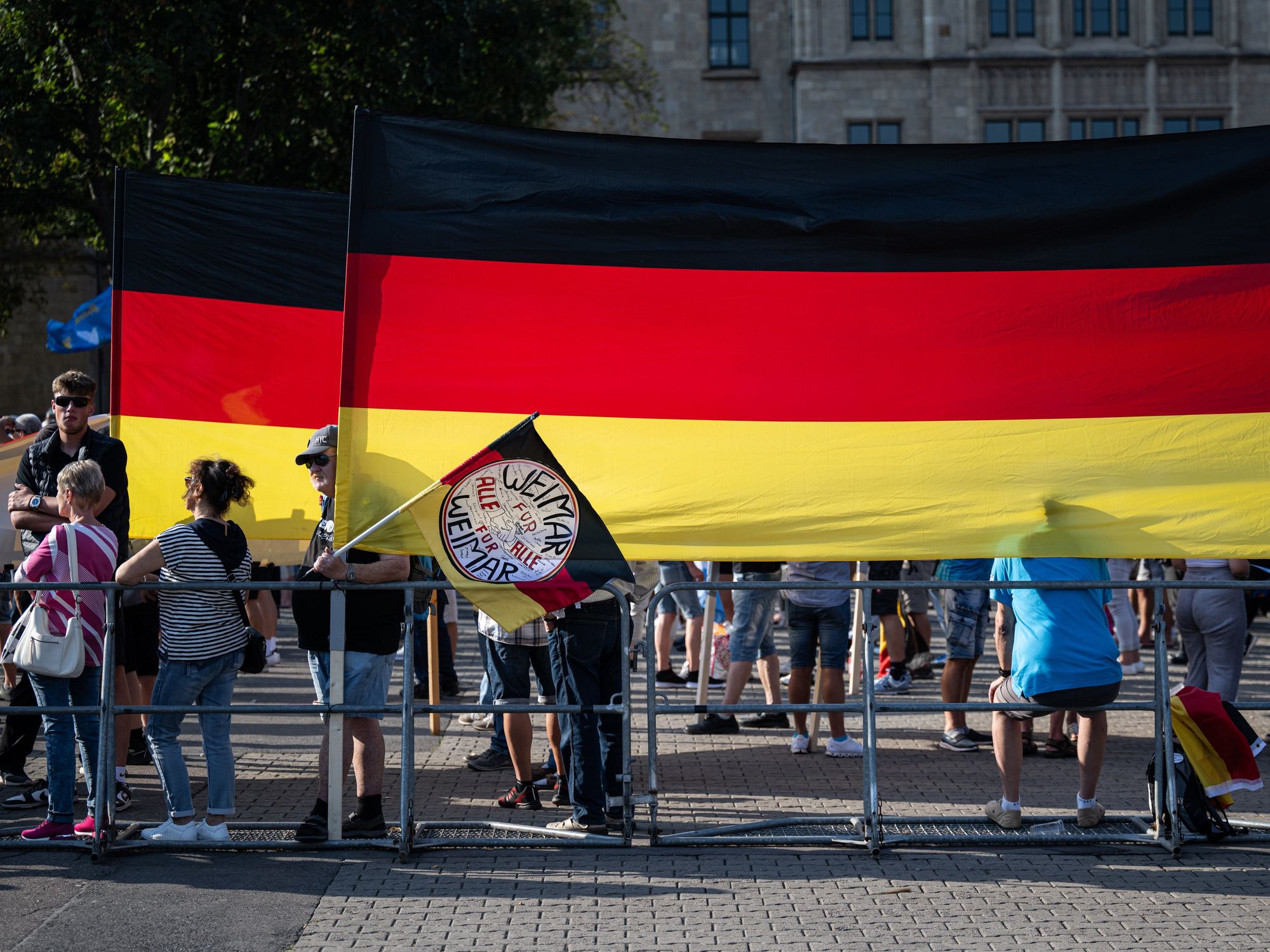 Photo of German AfD supporters at a rally in Erfurt on Aug. 31