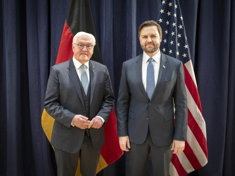 photo of German Head of State Frank-Walter Steinmeier and U.S. Vice President J.D. Vance