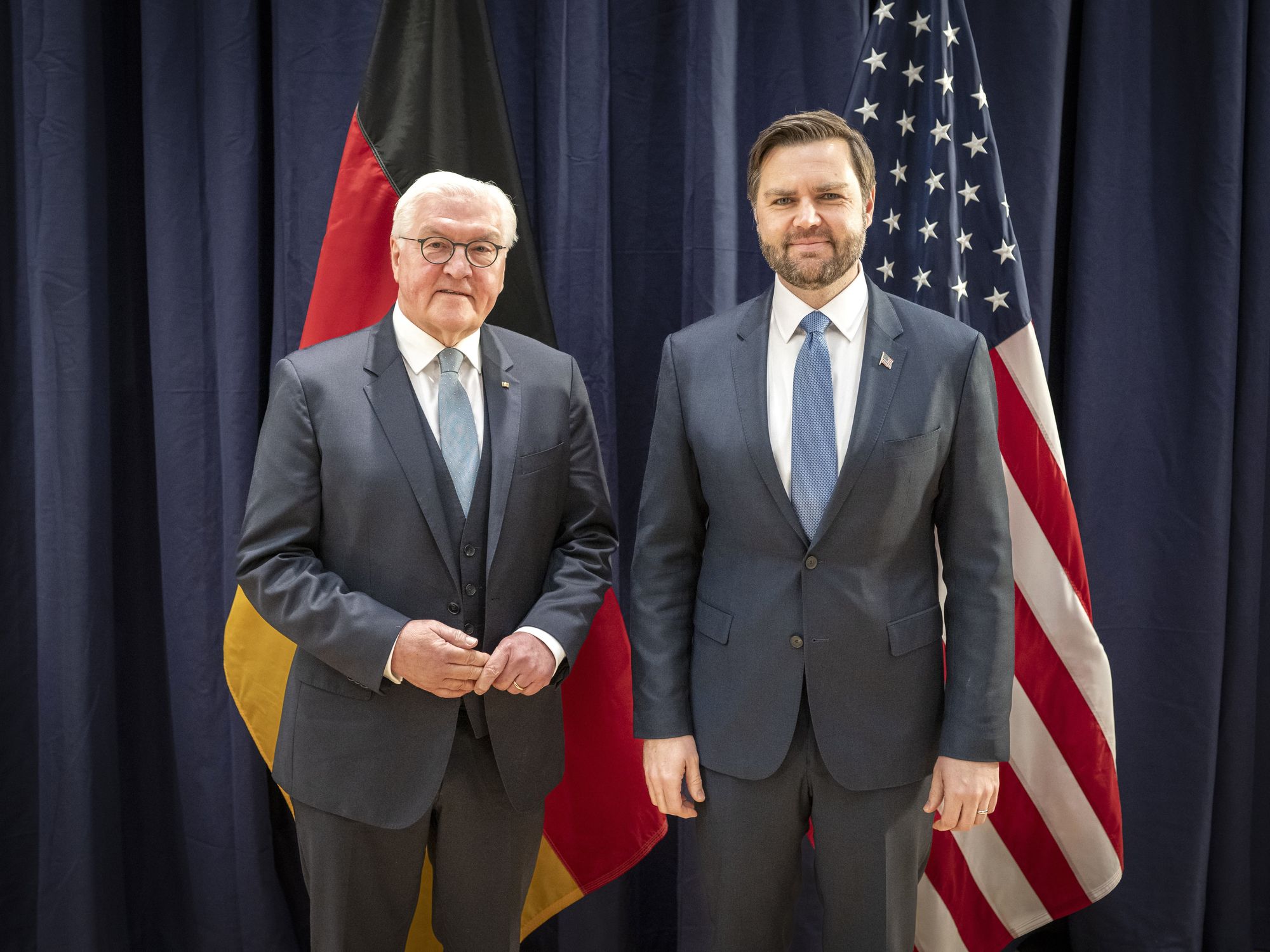 photo of German Head of State Frank-Walter Steinmeier and U.S. Vice President J.D. Vance