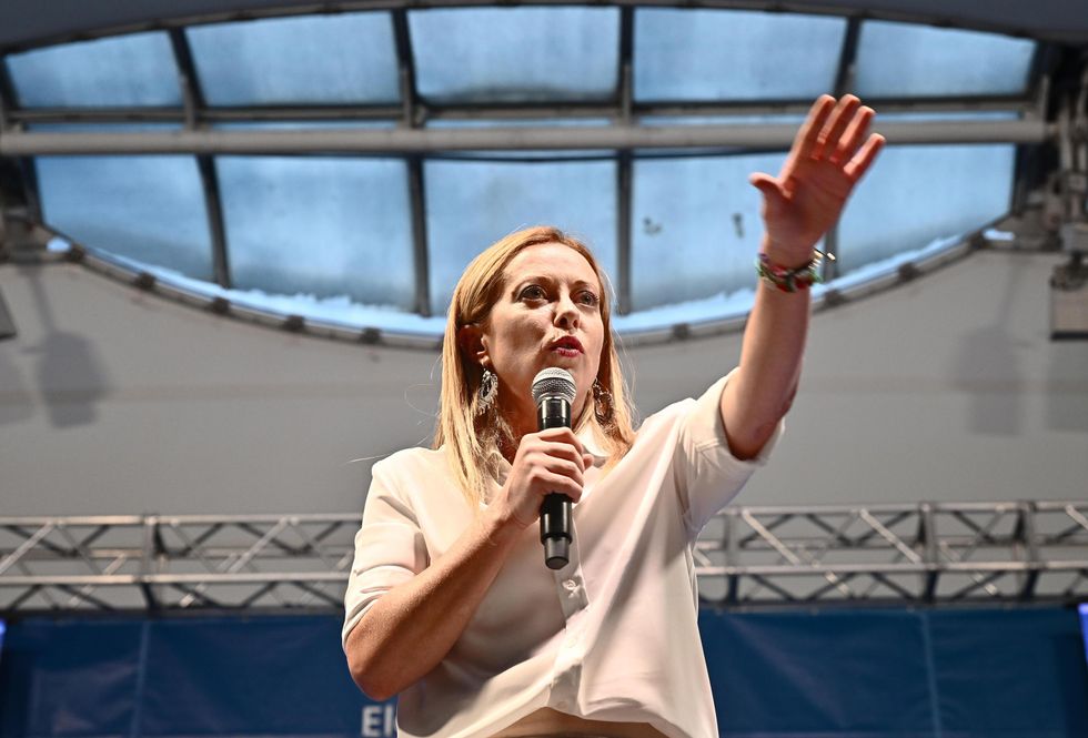 Photo of Giorgia Meloni at an election campaign rally in Genoa, Italy