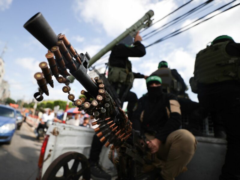 Photo of Hamas fighters parading in the streets of Gaza City on June 30