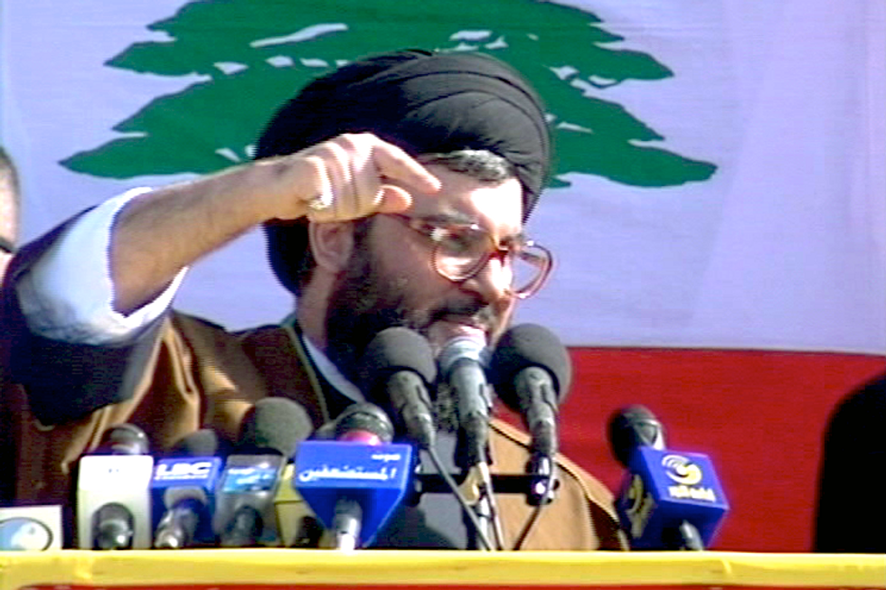 Photo of Hassan Nasrallah after the end of the South Lebanon conflict in the year 2000.