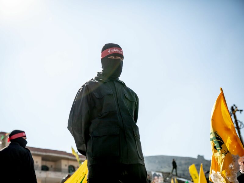 Photo of Hezbollah members on March 1 in Aitaroun, Lebanon.