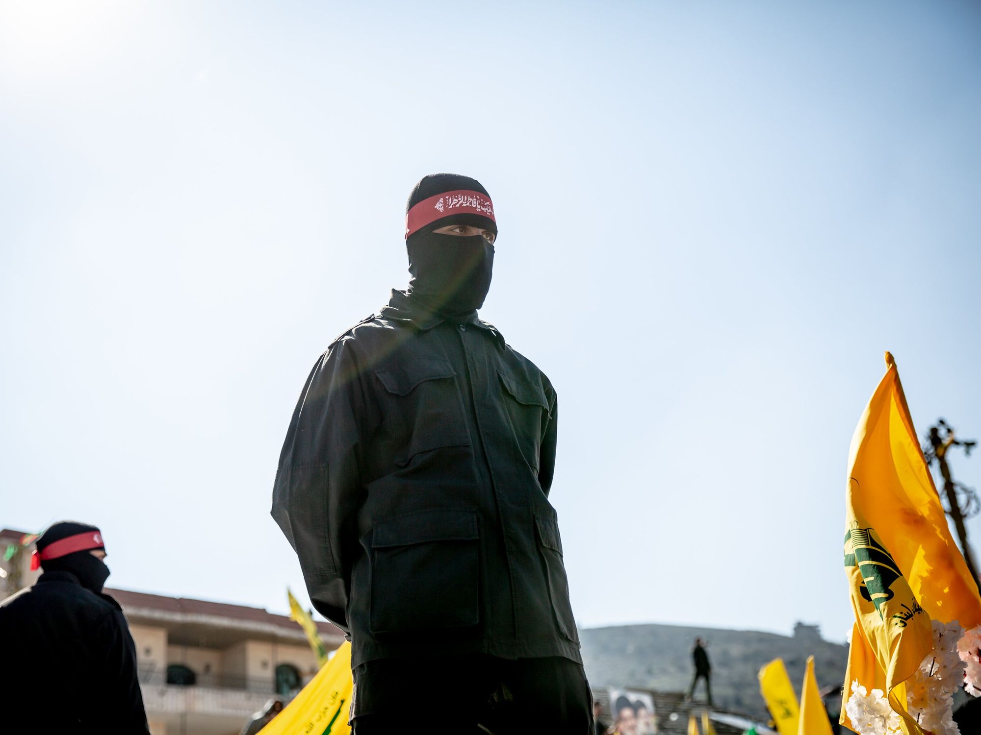 Photo of Hezbollah members on March 1 in Aitaroun, Lebanon.