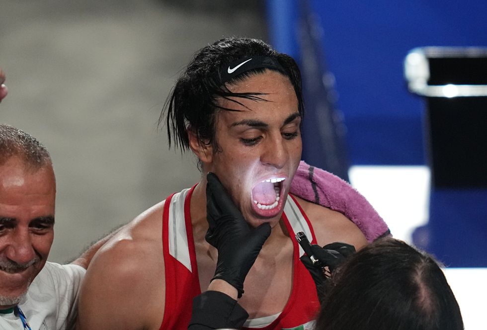 Photo of Imane Khelif after winning the gold medal at the 2024 Paris Olympics