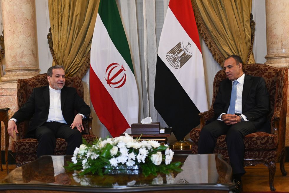 Photo of Iranian Foreign Minister Seyyed Abbas Araghchi meeting with Egyptian Foreign Minister Badr Abdelatty in Cairo on Oct. 17.