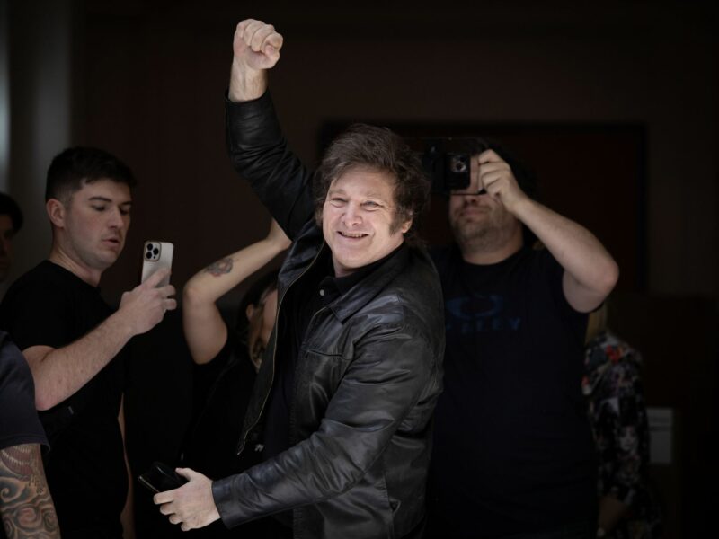 photo of javier milei holding up his fist