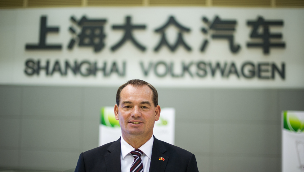 Photo of Member of Volkswagen's Extended Executive Committee Christian Vollmer at the carmaker's factory in Anting, near Shanghai