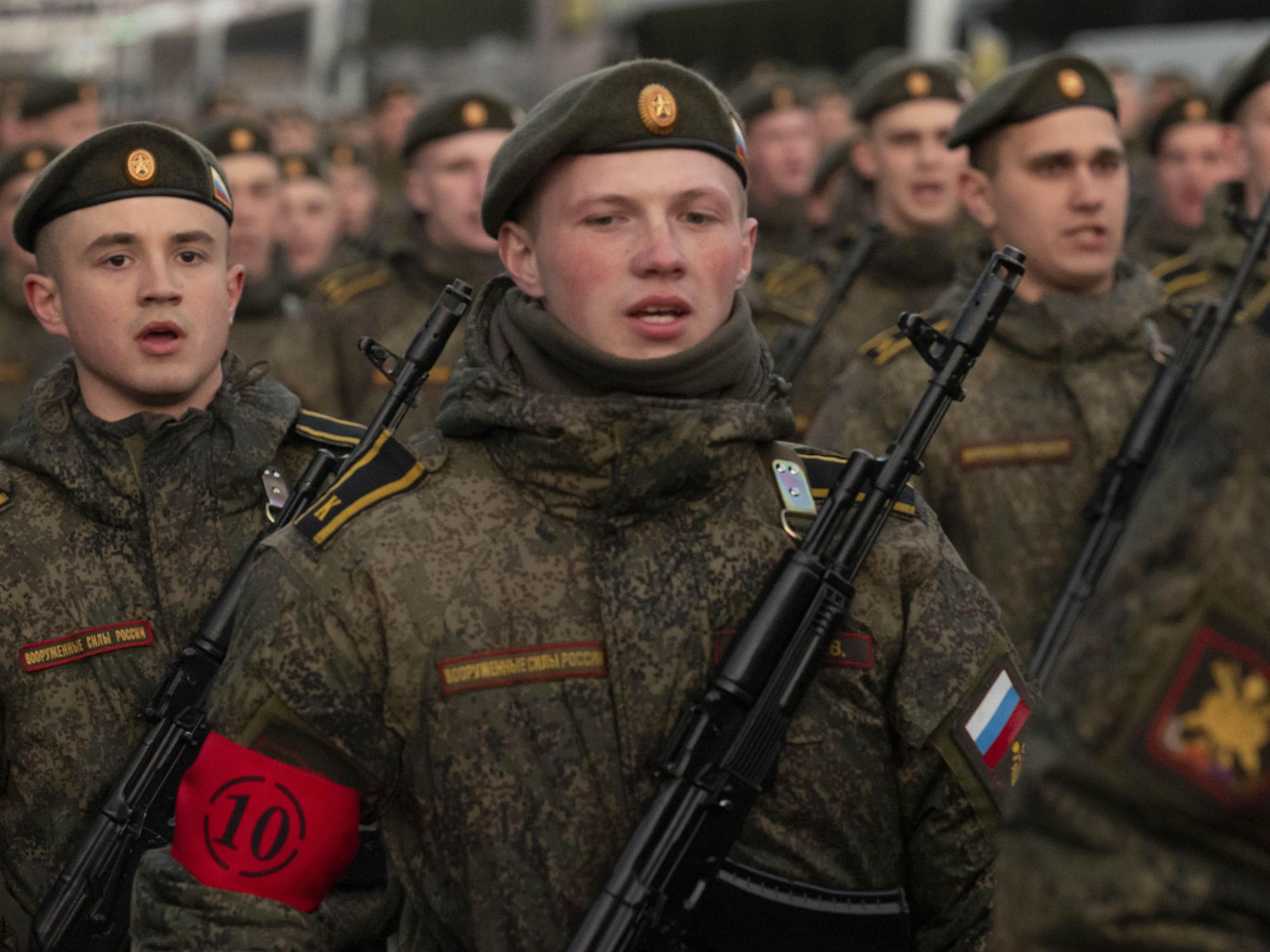 Photo of military school cadets of the Russian army marching in Moscow
