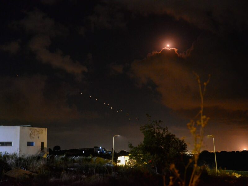 photo of missiles in night sky