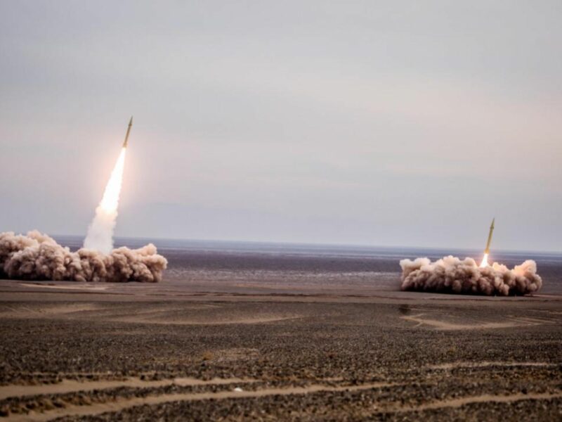 Photo of missiles launched during a military exercise in Iran