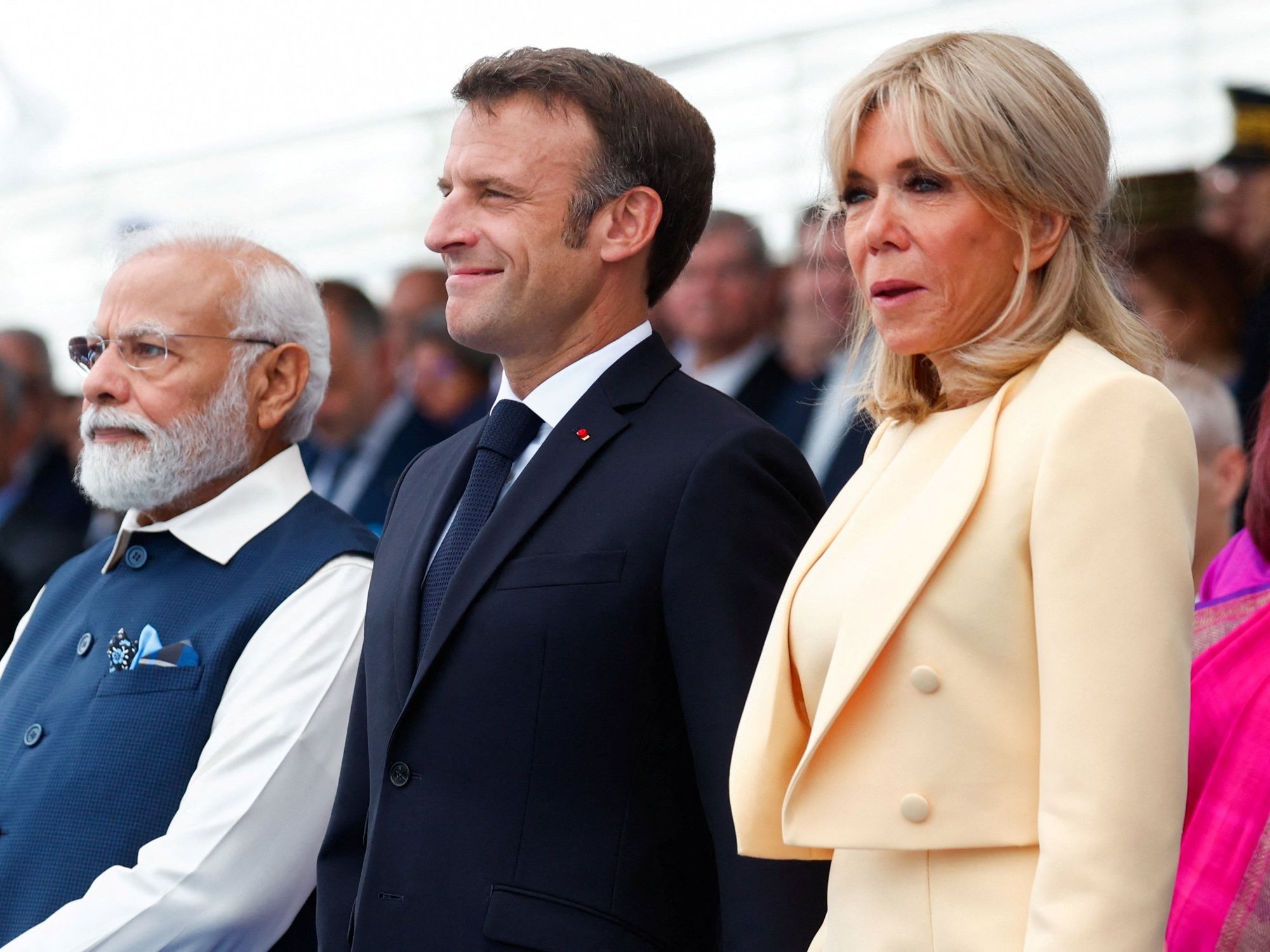 photo of modi, macron and brigitte macron