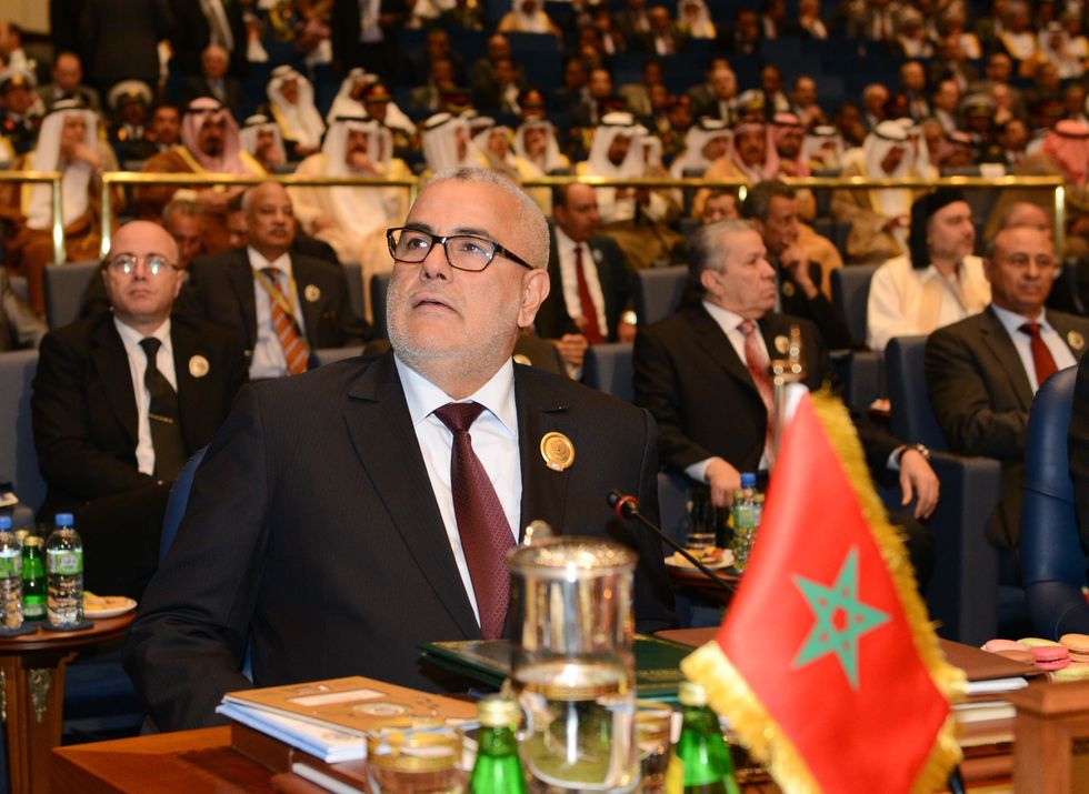 Photo of Moroccan Prime Minister Abdelilah Benkirane attending the Arab League Summit in Kuwait City, Kuwait, on March 25, 2014.