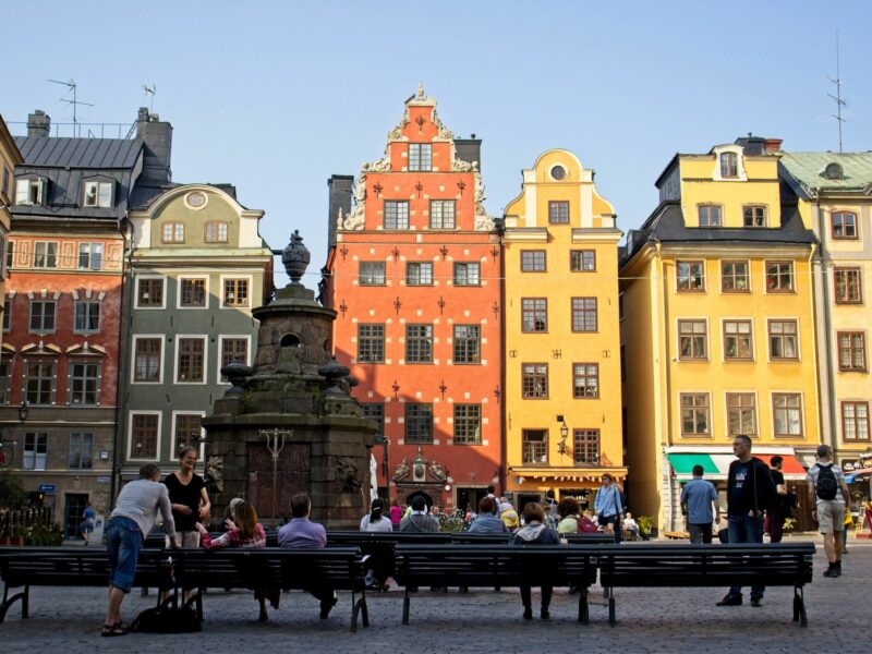 Photo of people in a square in Gamla Stan, Stockholm, Sweden