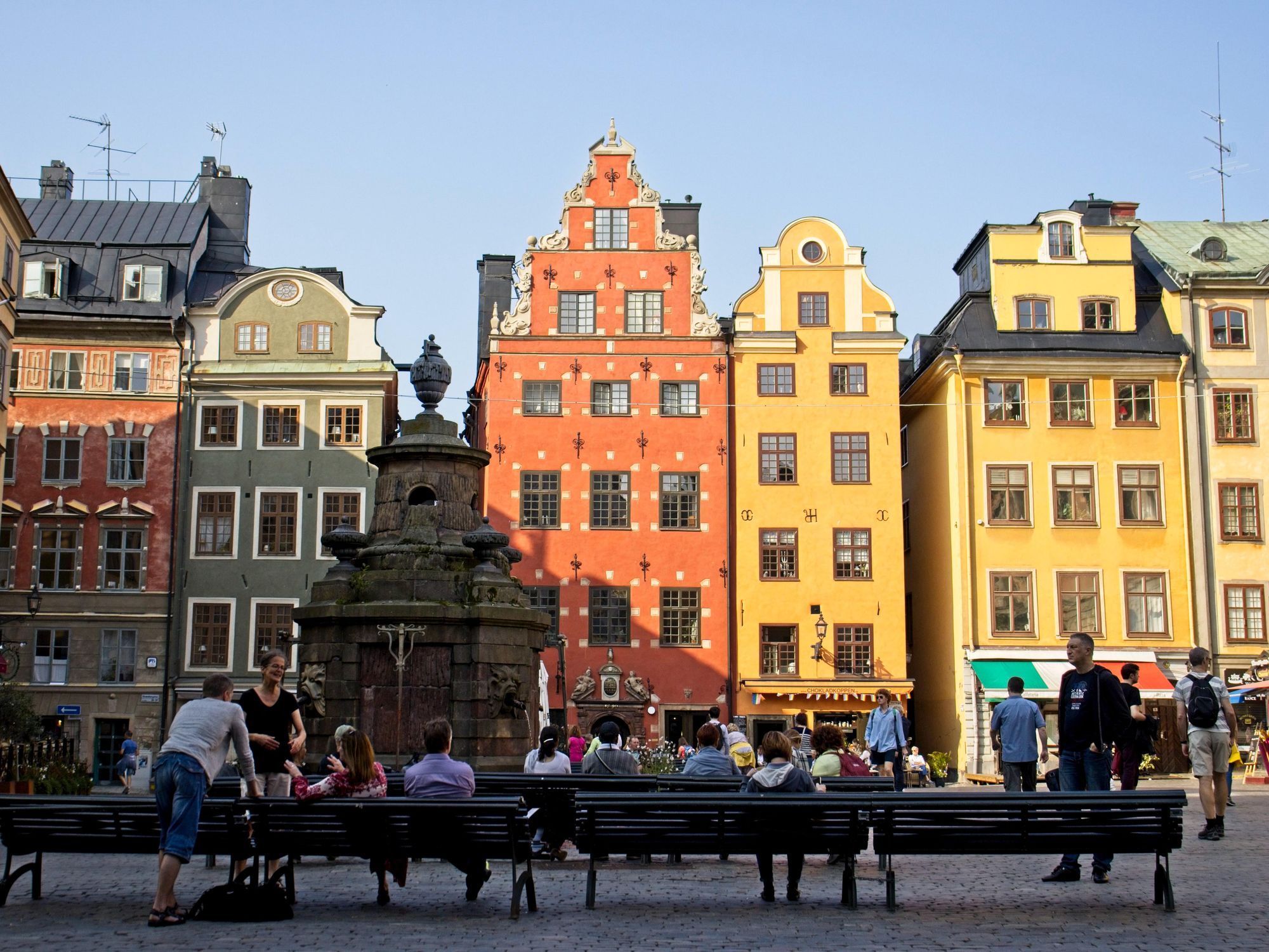 Photo of people in a square in Gamla Stan, Stockholm, Sweden