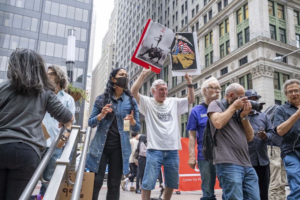 Photo of people in New York City at the ​Occupy Wall Street's 10th Anniversary