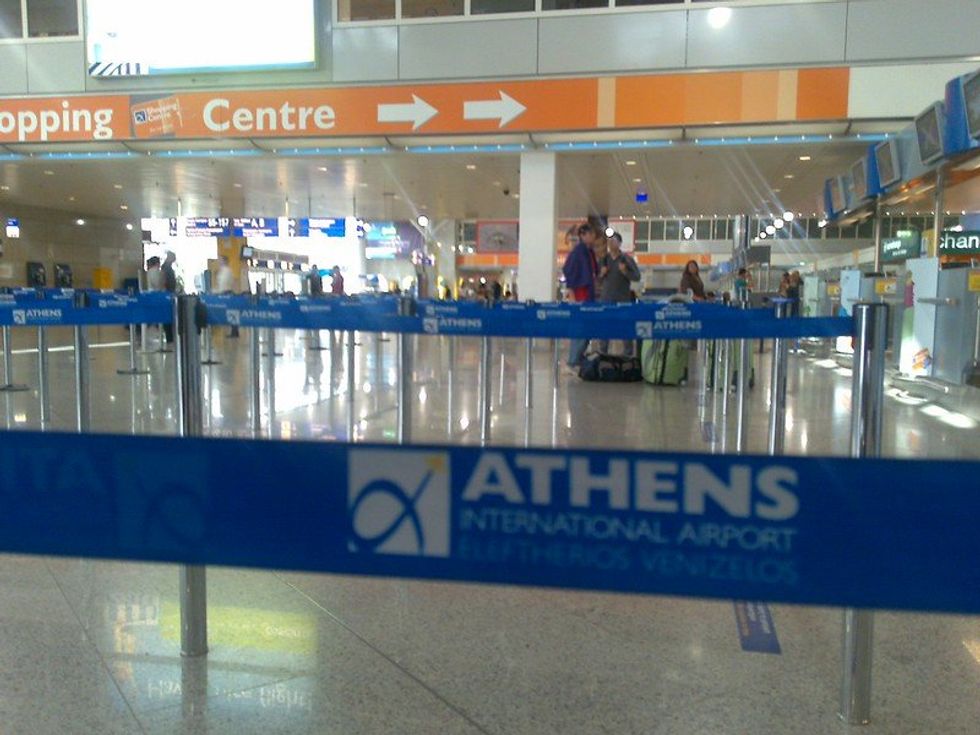 Photo of people queuing at Athens' airport
