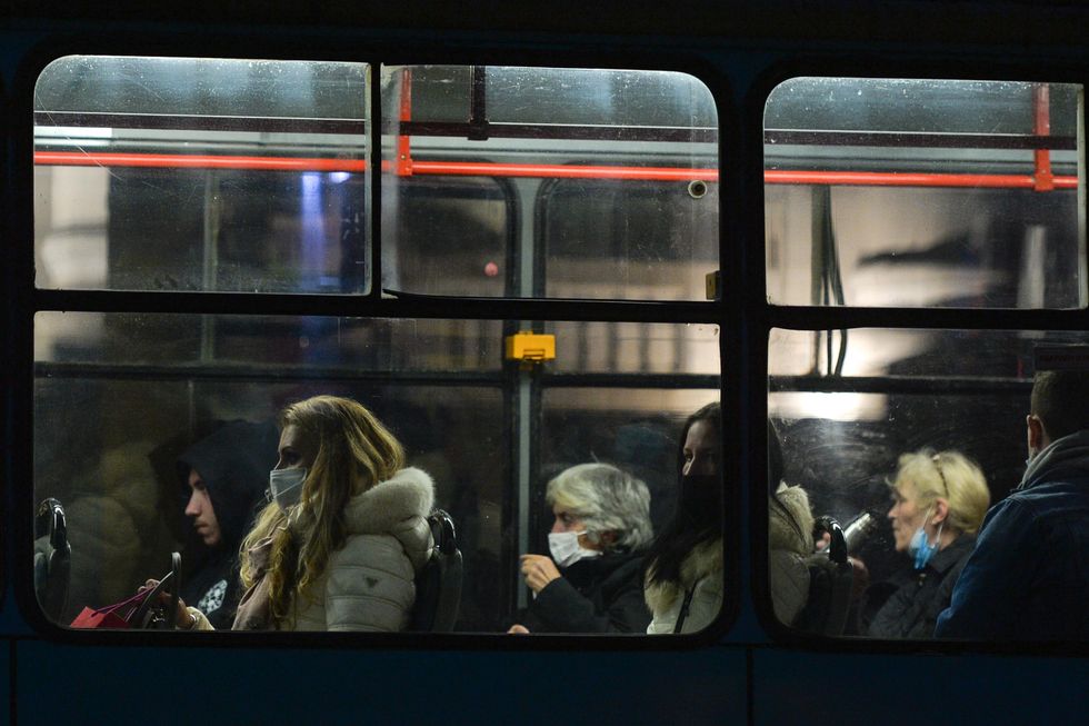 Photo of people wearing COVID protective masks in Sofia, Bulgaria