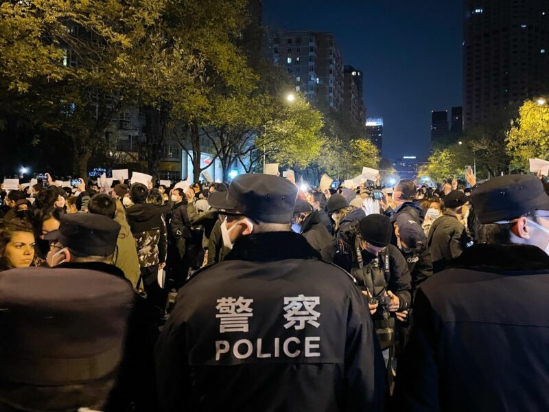 Photo of police during protests in China against covid-19 restrictions