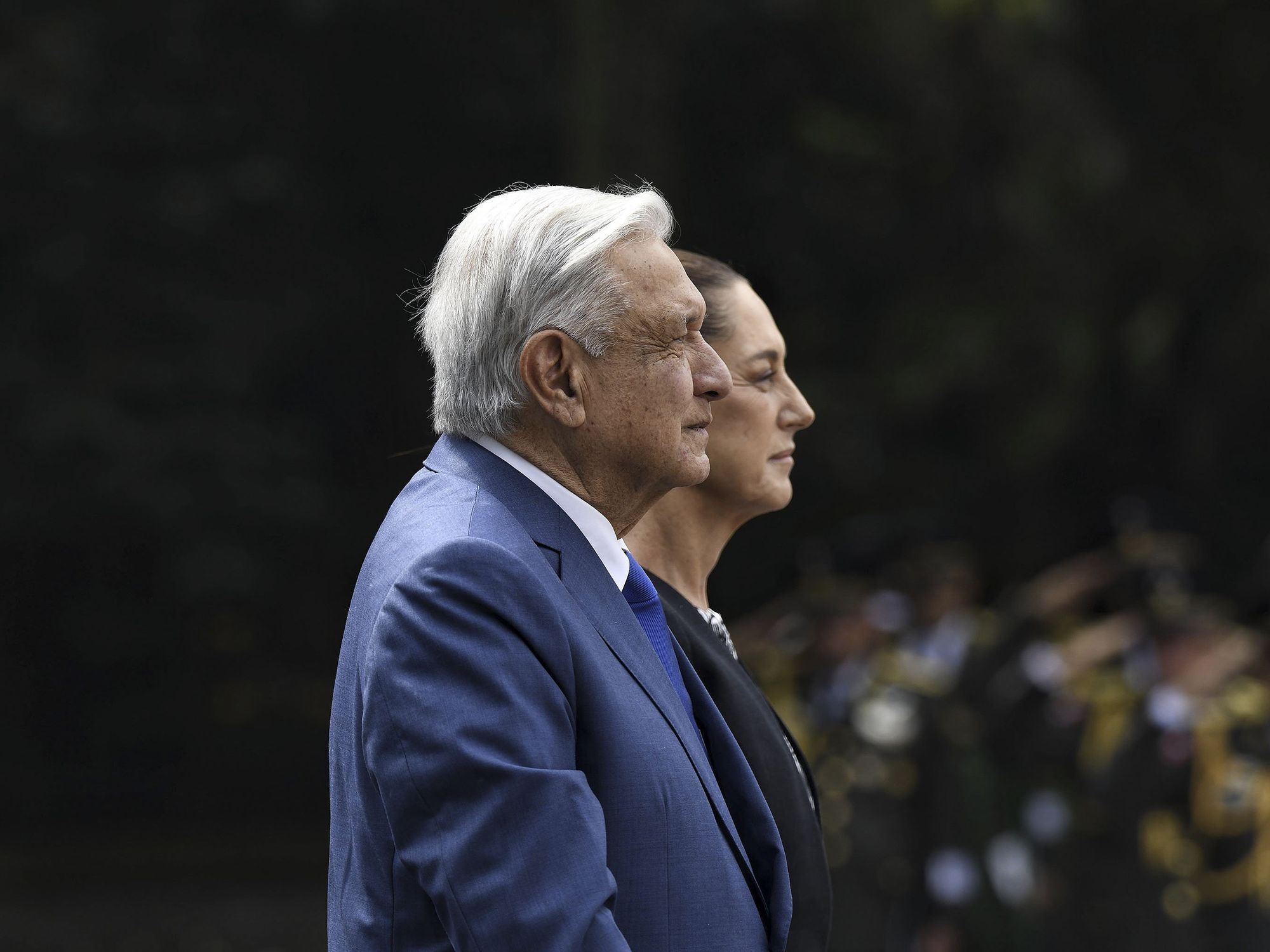 Photo of President of Mexico AMLO and President-elect Claudia Sheinbaum standing side by side in Mexico City on September 13