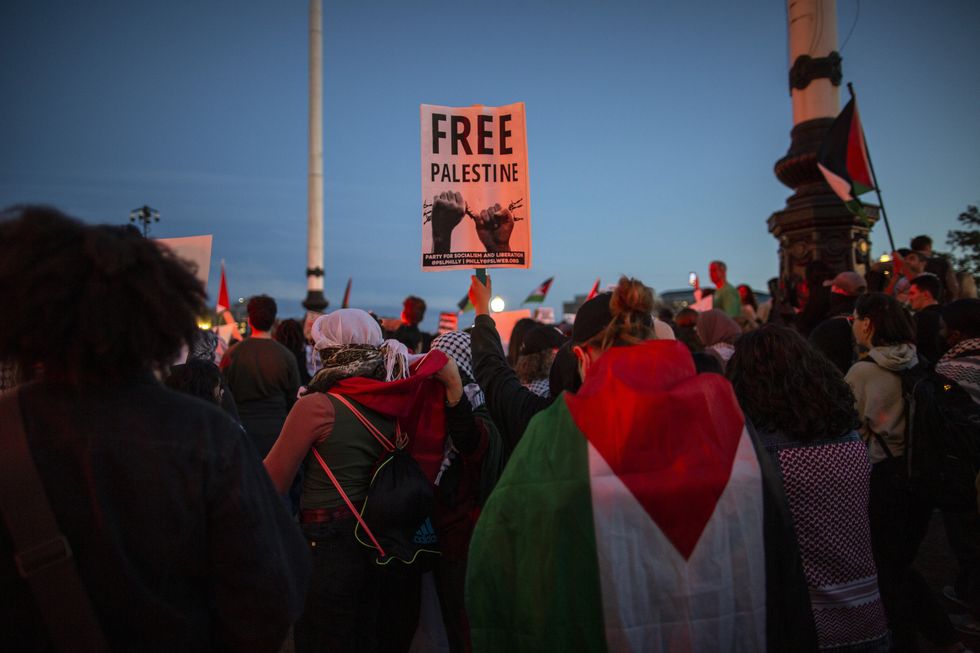 Photo of pro-Palestinian activists at a rally calling for a cease-fire in Gaza in Washington U.S.