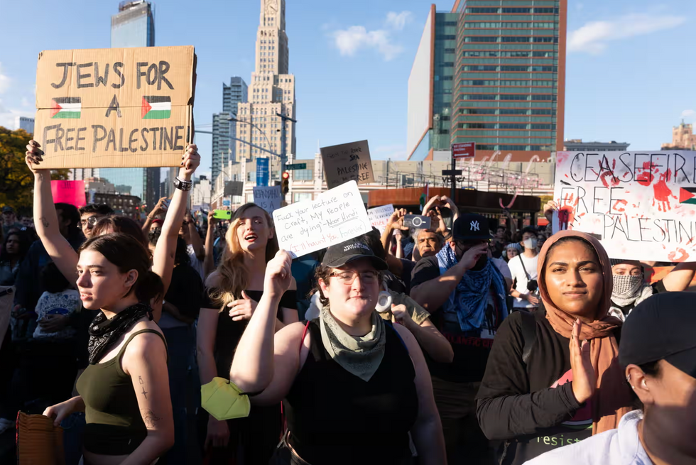 Photo of pro-Palestinian demonstrators marching in Brooklyn ​
