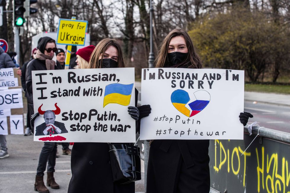 Photo of protesters at an anti-Putin rally in Bavaria, Germany