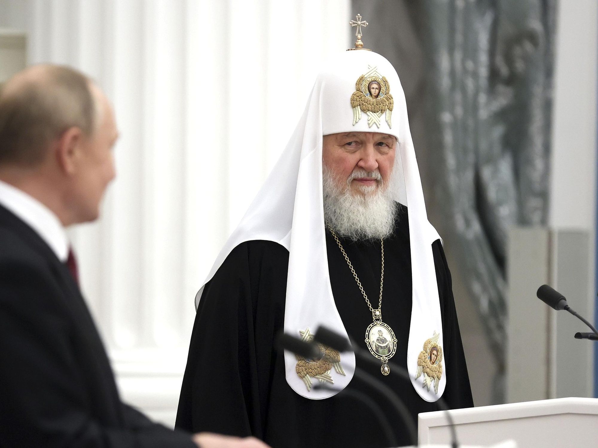 Photo of Russian President Valdimir ​Putin and Orthodox Patriarch Kirill in Moscow in November 2021