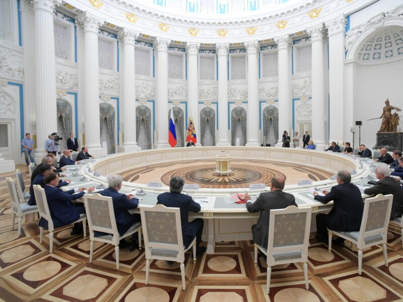 Photo of Russian President Vladimir ​Putin speaking with the Russian State Duma in Moscow on July 7