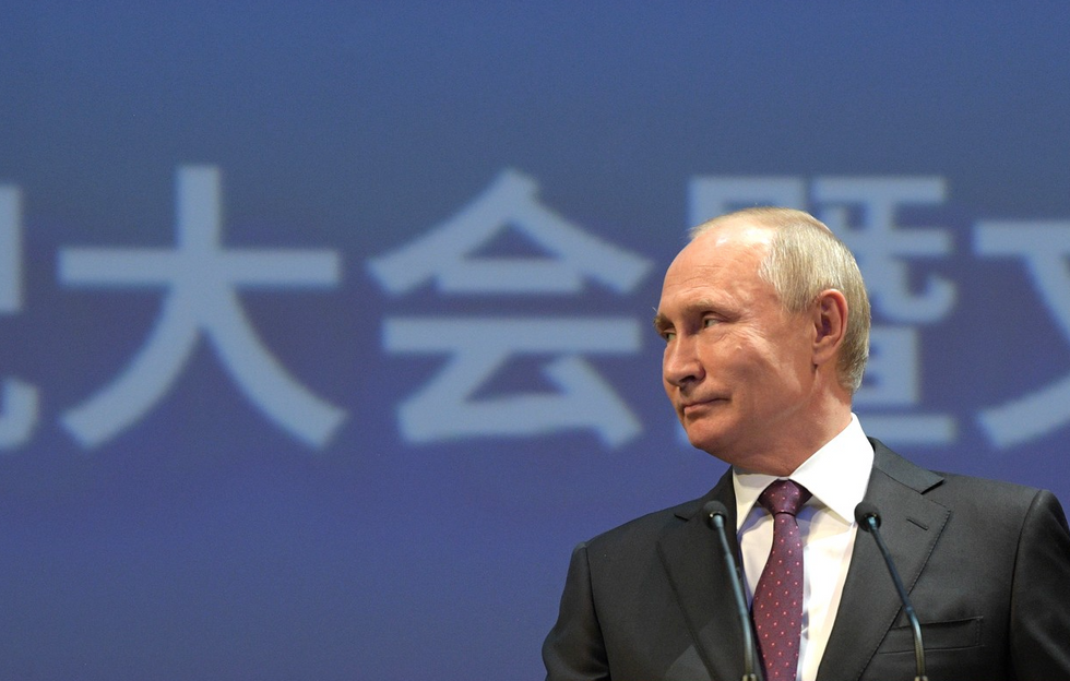 Photo of Russian President Vladimir Putin at a 2019 gala celebrating diplomatic relations between Russia and China