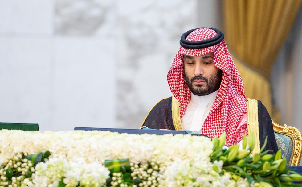 Photo of Saudi Crown Prince Mohammed bin Salman leading a cabinet meeting..