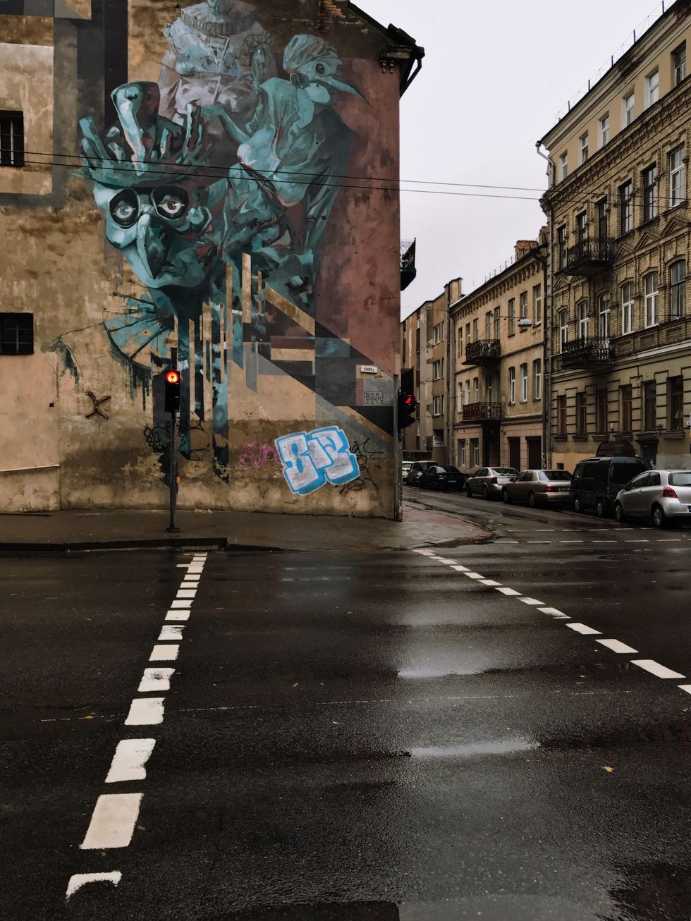 Photo of street art in Vilnius, Lithuania