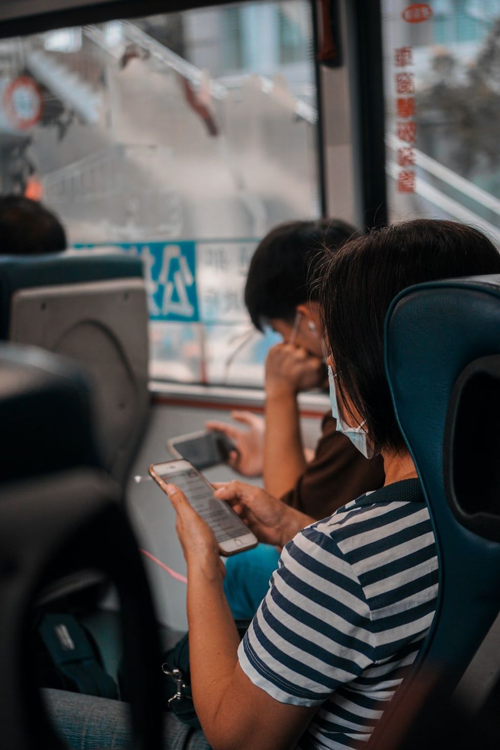 Photo of teenagers in a school bus in Taiwan