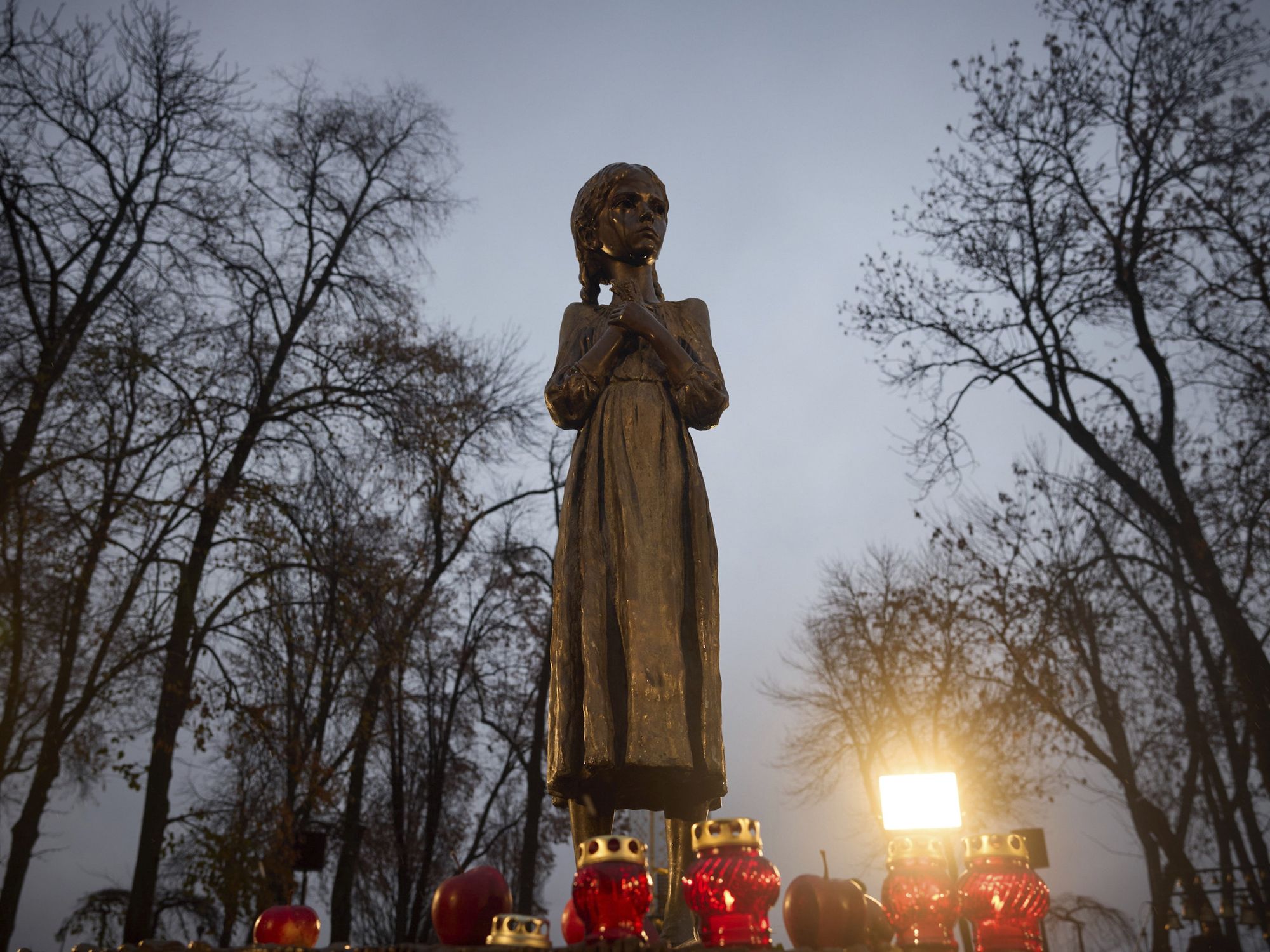 Photo of the ​The Bitter Memory of Childhood statue honoring the victims of the Holodomor famine in Kyiv, Ukraine.