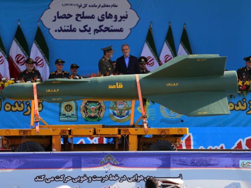 Photo of the “Ghased” missile system during a military parade in Tehran.
