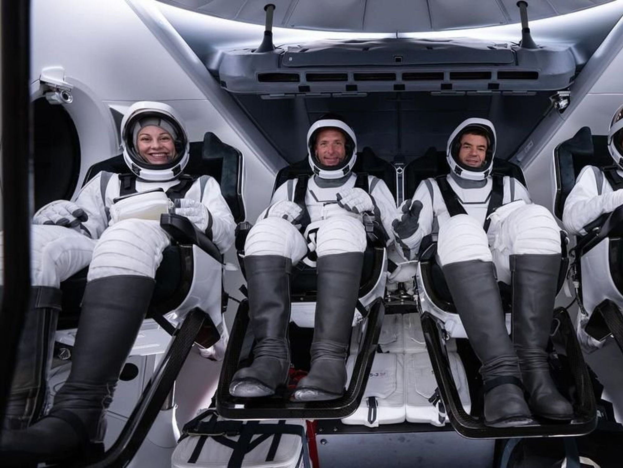 Photo of the Polaris dawn crew dressed in space suits