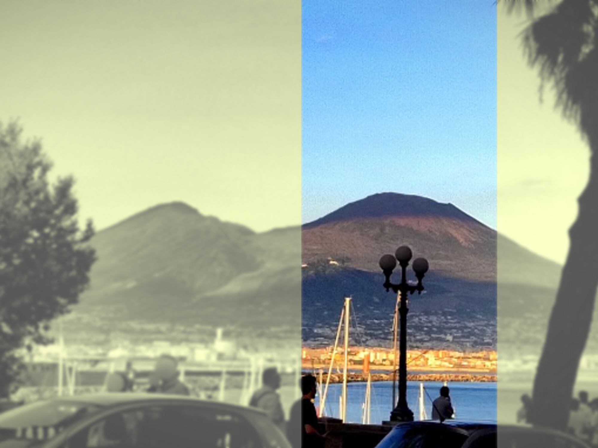 Photo of the Vesuvius volcano overlooking the Bay of Naples