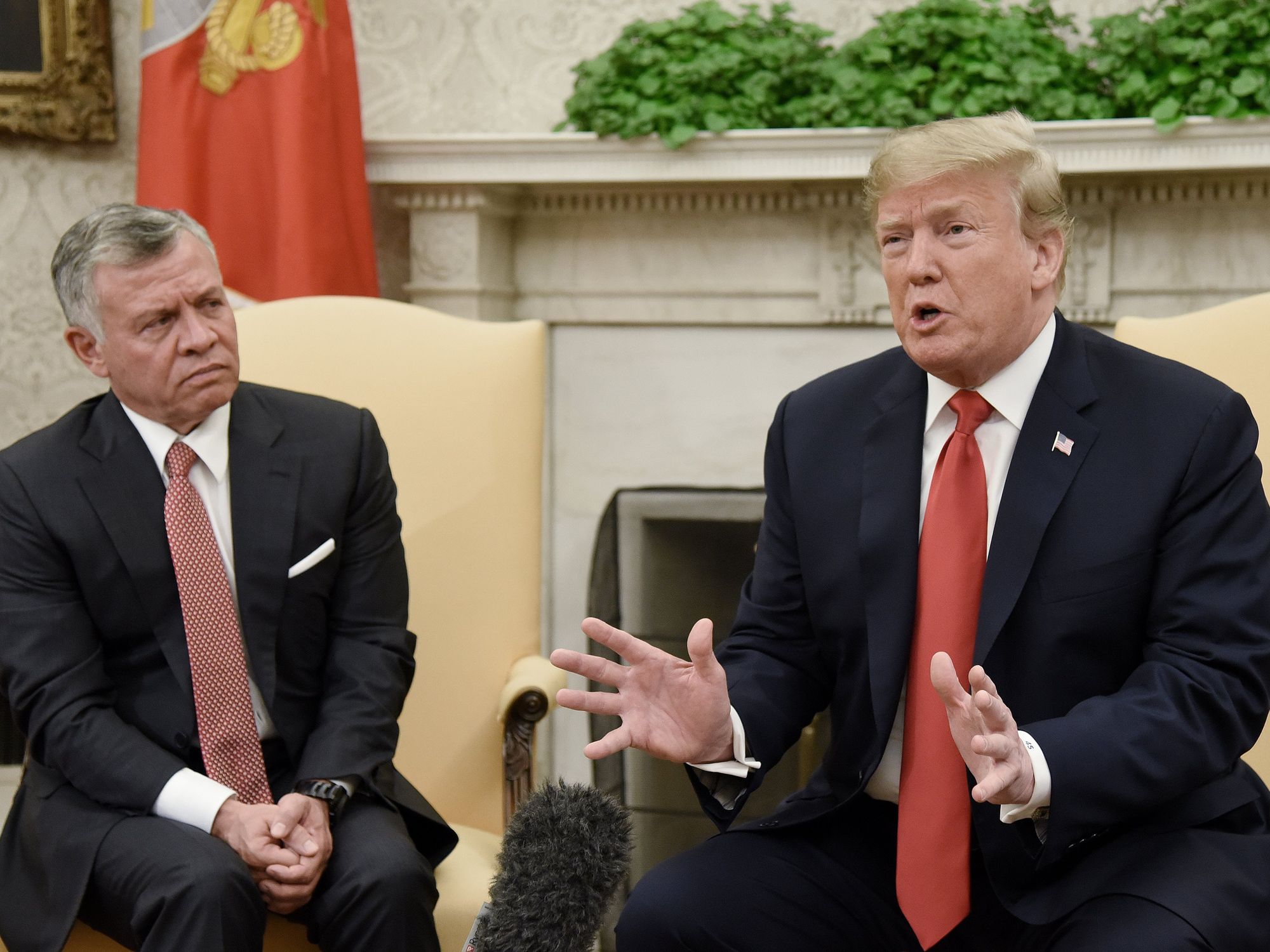 Photo of U.S. President Donald Trump and King Abdullah II during a meeting in the Oval Office at the White House, 2018.