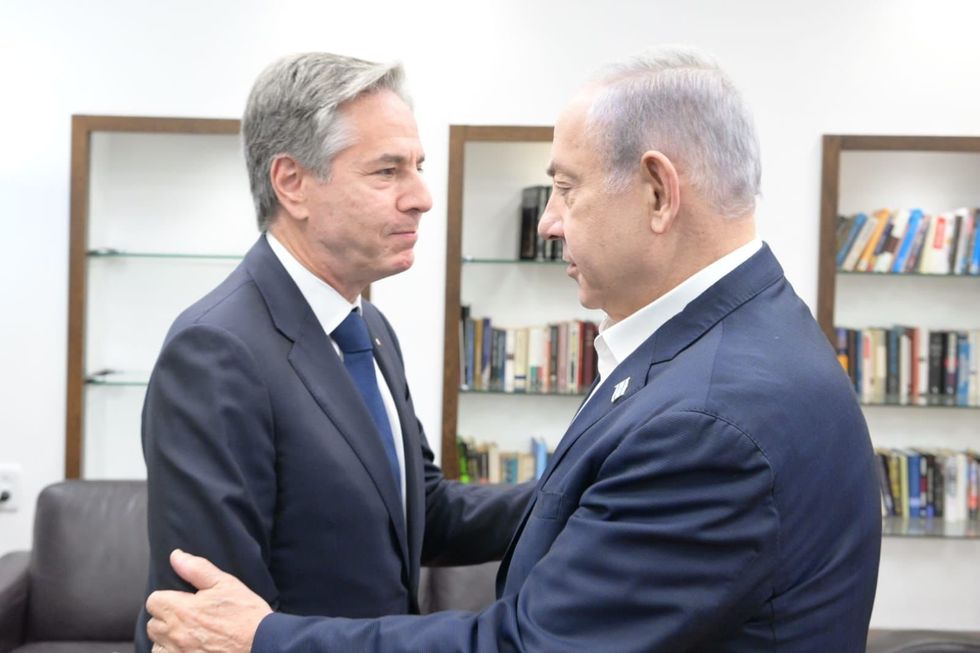 Photo of U.S. Secretary of State Antony Blinken and Israeli Prime Minister Benjamin Netanyahu meeting in Tel Aviv on Nov. 3