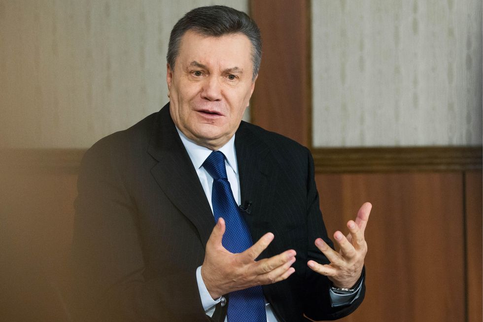 Photo of Ukraine's former President Viktor Yanukovych interviewed in Moscow