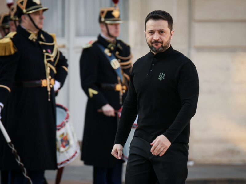 Photo of Ukraine's President Volodymyr Zelensky at the Elysee Palace in Paris on March 27
