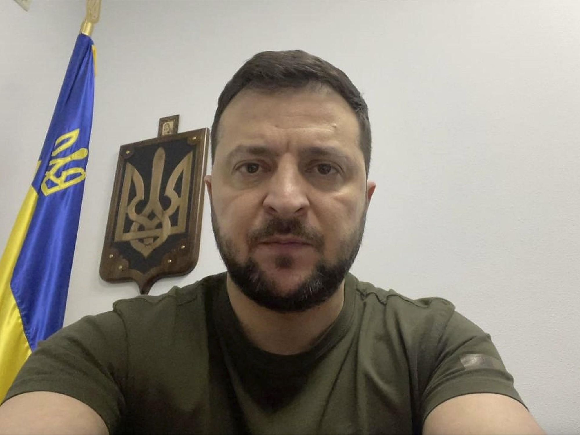 Photo of Ukrainian President Volodymyr Zelensky delivering his daily video address to Ukrainians
