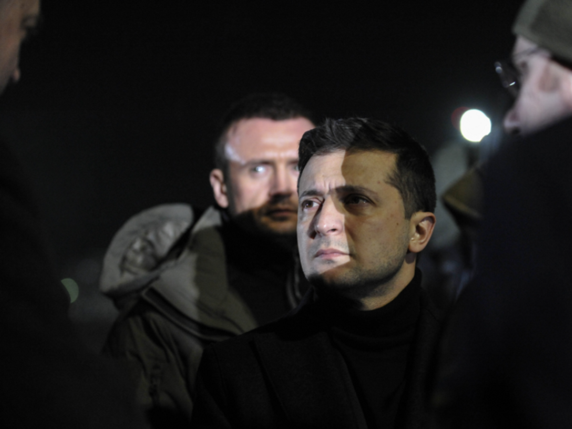 Photo of Ukrainian President Volodymyr Zelensky in a crowd