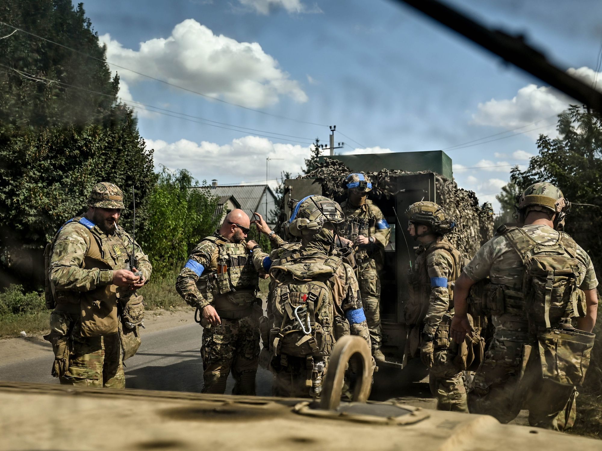 Photo of Ukrainian soldiers on a reconnaissance mission at an undisclosed location in Ukraine.