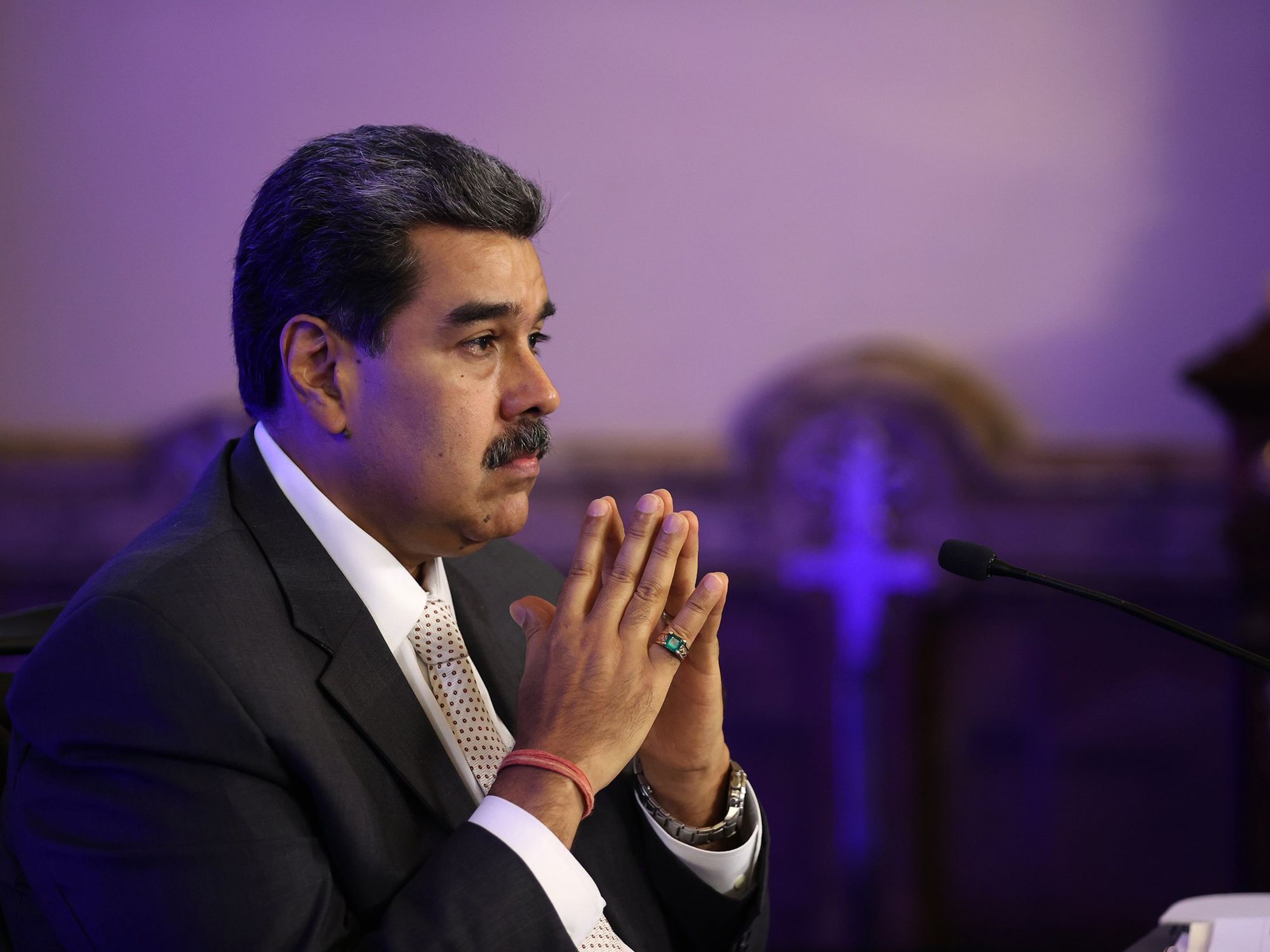 Photo of Venezuelan President Nicolas Maduro in a reflective position