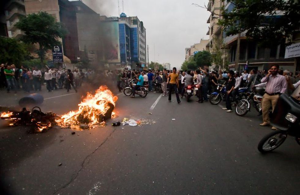 Photo of violent anti-government protests in Tehran​ in 2009
