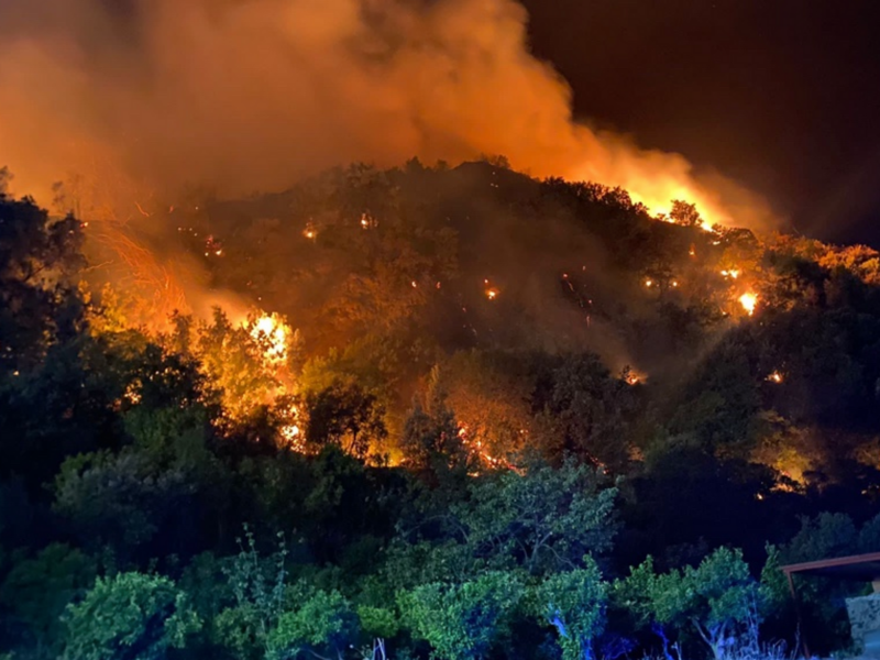 Photo of wildfires burning in Messina, Italy